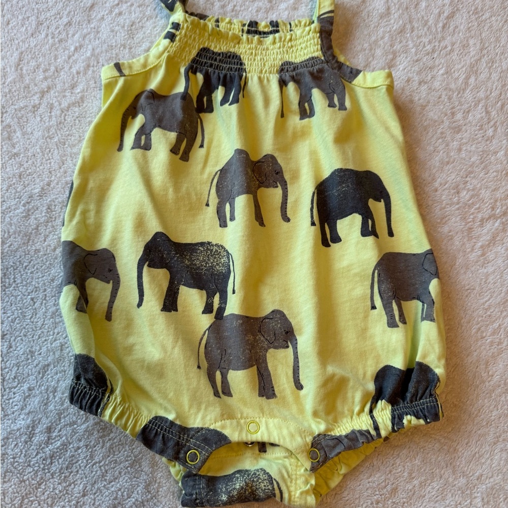 Charming Yellow Elephant Print tank onesie